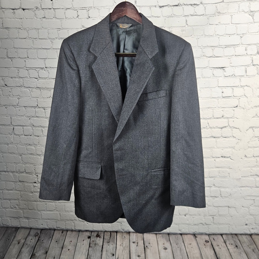 Kuppenheimer Mens Vintage Pure Wool Blazer Charcoal Gray Sport Coat Made in‎ USA